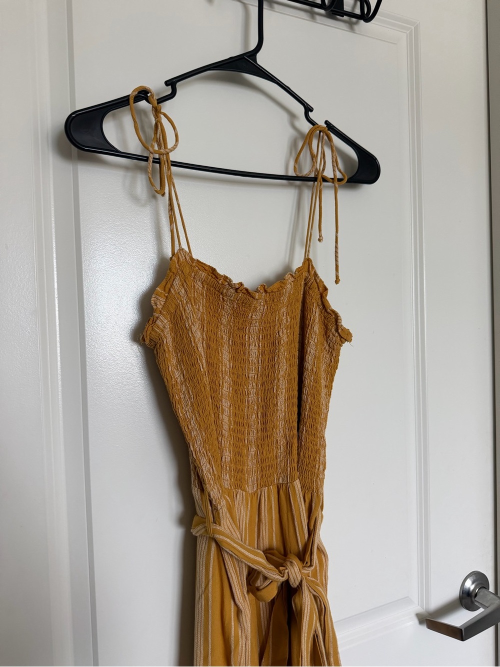 Rip Curl Yellow Smocked Tie-Waist Jumpsuit Large - Picture 2 of 5